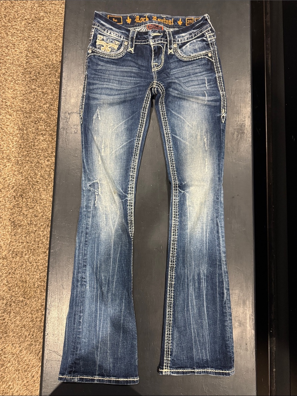 Rock Revival Women's Distressed Bootcut Jeans - Blue